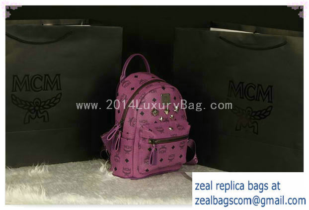 High Quality Replica MCM Stark Backpack Medium in Calf Leather 8003 Purple